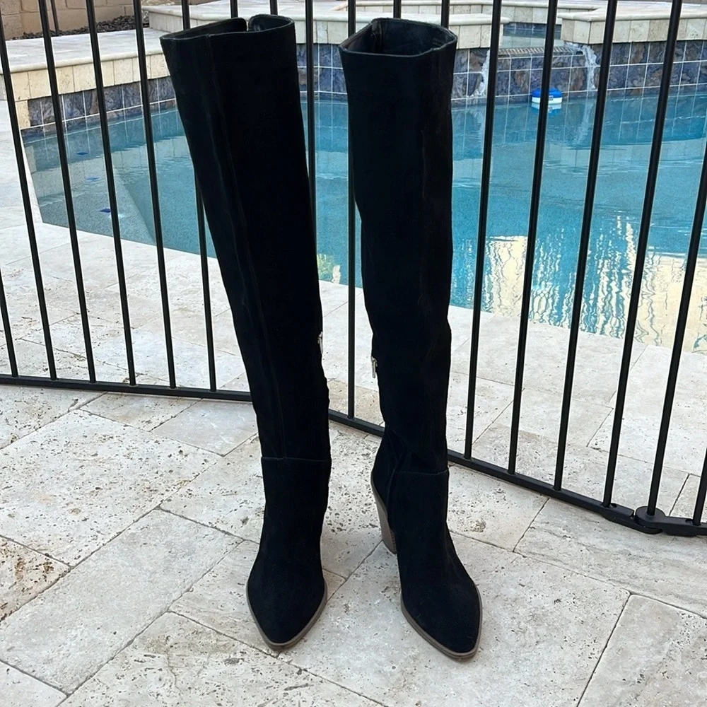 BP Hensley Over the Knee Black Suede/Leather Boot - Size 9.5 New